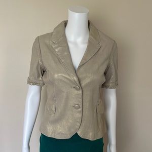 June. 100% Leather Summer Short Sleeve Jacket. Sz M ( fits S)